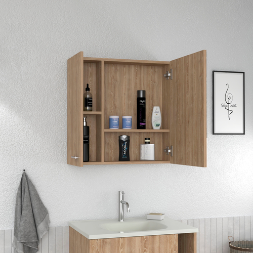 Barcelona Mirrored Medicine Cabinet, Single Door, Mirror, Four Shelves