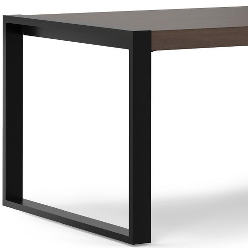 66" Gray and Black Solid Wood and Iron Frame Base Dining Table