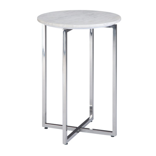 24" White Metal Round End Table And Trunk Storage