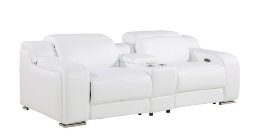 Three Piece White Leather Six Person Seating Set