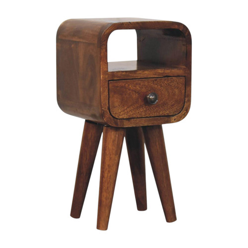 16" Chestnut Solid Wood Oval One Drawer Nightstand