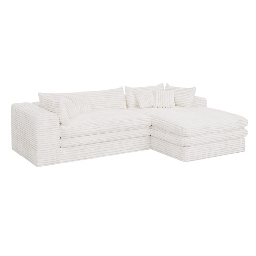 121" White Corduroy Sofa