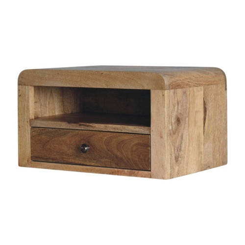 18" Oak Solid Wood One Drawer Floating Nightstand