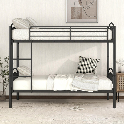 Black Twin Over Twin Metal Bunk Bed
