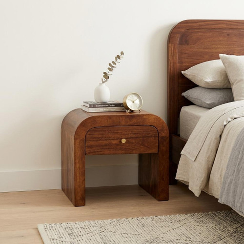 16" Oak Solid Wood One Drawer Nightstand