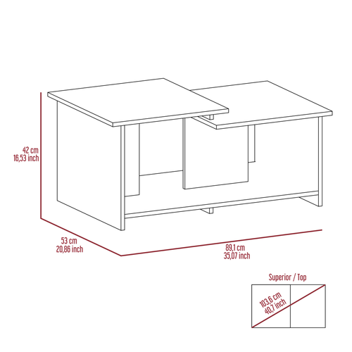 Dallas 2 Piece Living Room Set, Coffee Table + Bar Cabinet