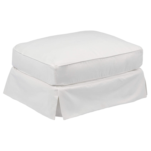 Sunset Trading Horizon Slipcovered Ottoman | Performance Fabric Washable Water-Resistant Stain-Proof | White