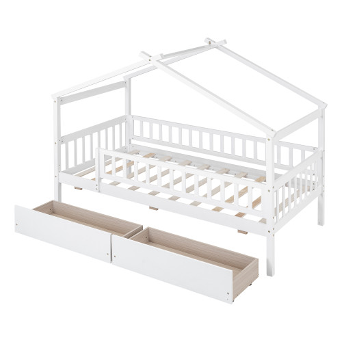White Wood Twin Bed Frame
