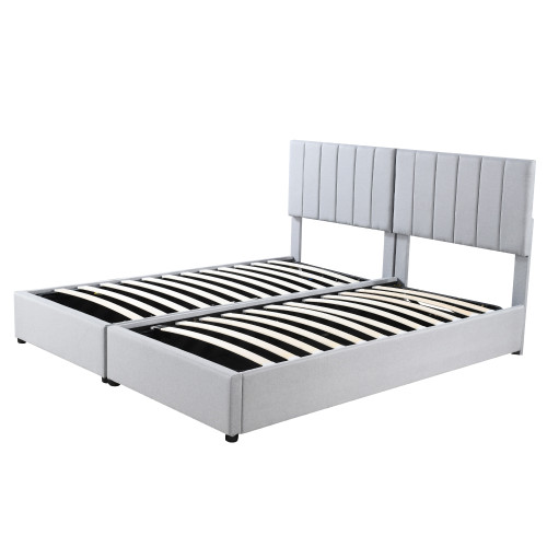 Gray Tufted Upholstered King Bed Frame
