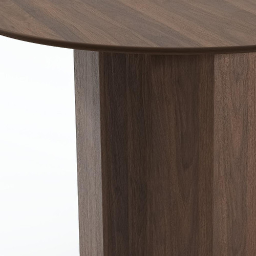 46" Walnut Wood Pedestal Base Round Top Dining Table