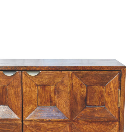 30" Chestnut Solid Wood Accent Cabinet With Two Doors