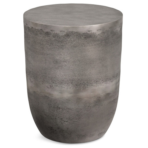 20" Antique Silver Aluminum Round Drum End Table