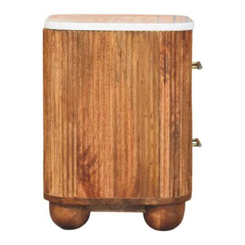 19" Brown Solid Wood Two Drawer Nightstand