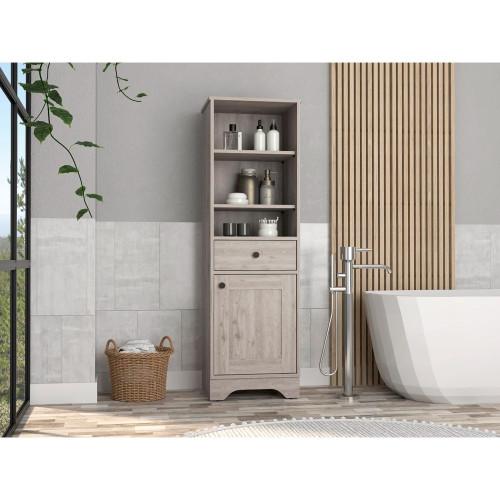 17" Light Gray Wood Freestanding Single Door Bathroom Vanity