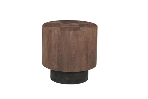 22" Brown Solid Wood Round Pedestal End Table