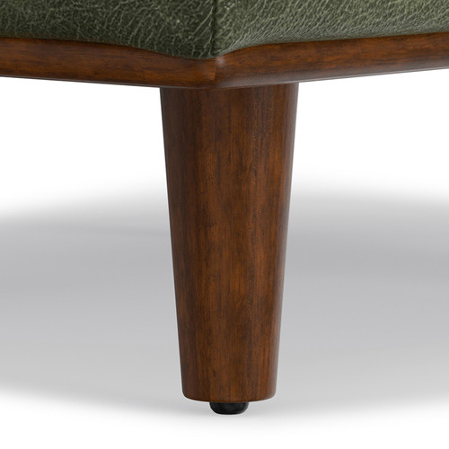 49" Green and Brown Leather Cocktail Ottoman