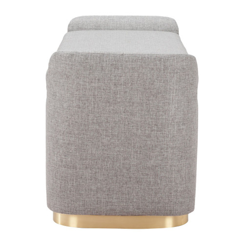 48" Gray and Gold Fabric Upholstered Storage Bench With Flip Top