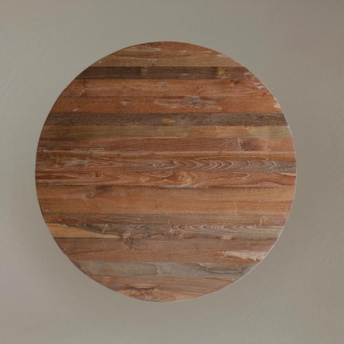 39" Natural Reclaimed Wood Pedestal Base Round Top Dining Table