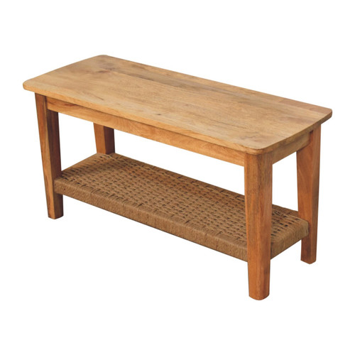 35" Oak Solid Wood Coffee Table With Shelf
