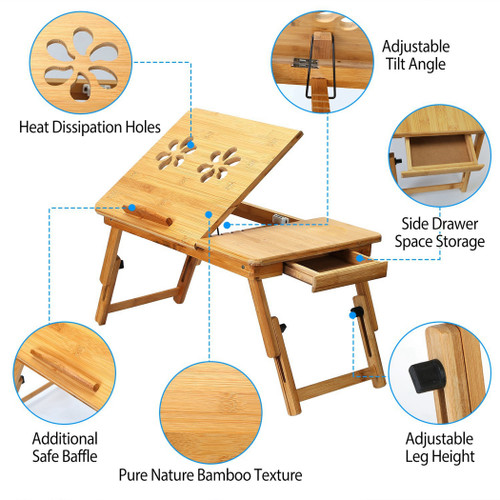 Bamboo Laptop Desk Breakfast Serving Bed