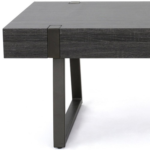 43" Black Wood Cross Legs Coffee Table