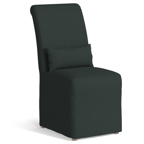 Sunset Trading Newport Slipcovered Dining Chair | Performance Fabric Washable Water-Resistant Stain-Proof | Dark Gray 