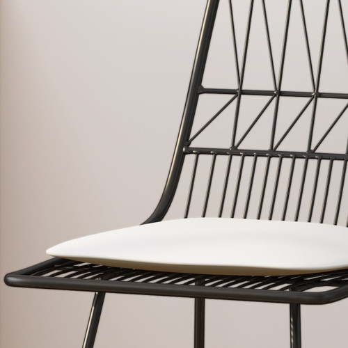 Set of Two 30" Black Iron Outdoor Bar Height Chairs