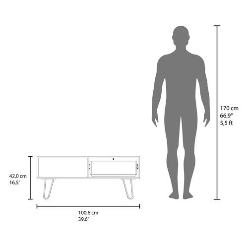 Tori 39" Wide Coffee Table with One Drawer, One Shelf, Rectangular