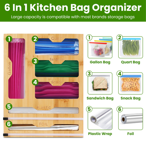 6 in 1 Plastic Wrap and Foil Organizer