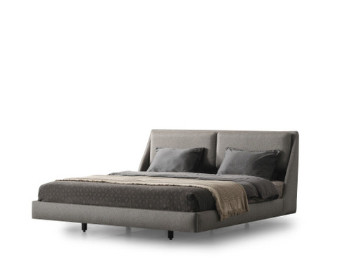 Gray Linen Upholstered Queen Bed Frame