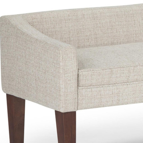 50" Platinum and Brown Fabric and Wood Upholstered Bench