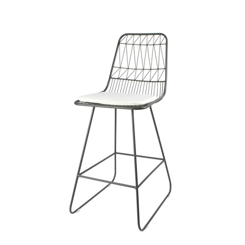 Set of Two 30" Gray Iron Outdoor Bar Height Chairs