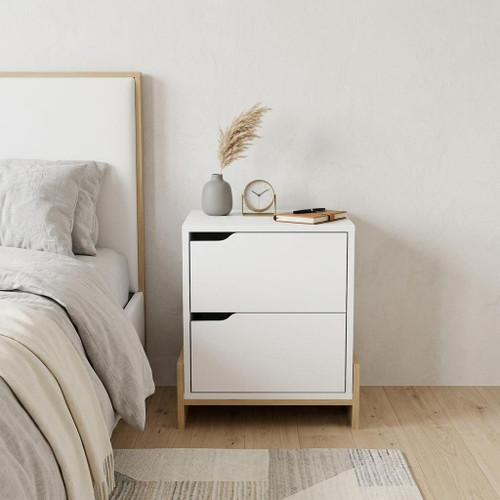 17" White Wood Nightstand