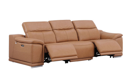 Three Piece Chestnut Genuine Leather Six Person Seating Set