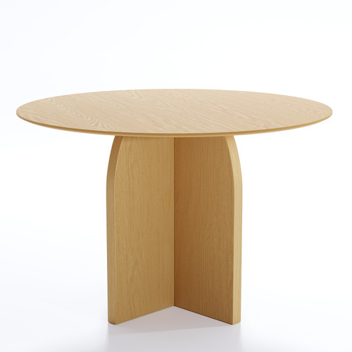 45" Beige Solid Wood Pedestal Base Round Top Dining Table