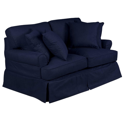 Sunset Trading Horizon Replacement Slipcover Only for T-Cushion Loveseat | Performance Fabric Washable Water-Resistant Stain-Proof | Navy Blue