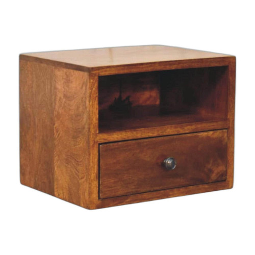 12" Chestnut Solid Wood One Drawer Floating Nightstand
