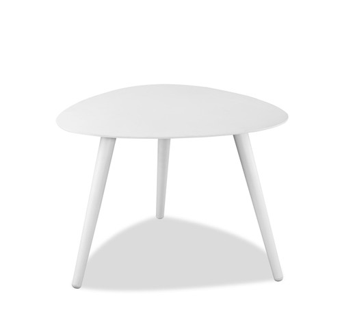 Homeroots Living Room Triad Side Table, White, Aluminum