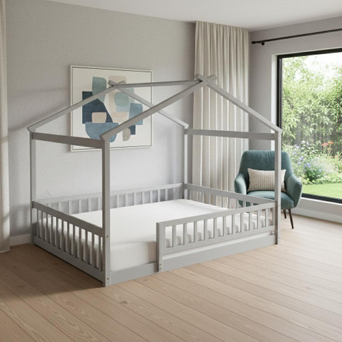 Gray Wood Full Bed Frame