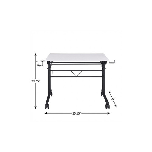 Adjustable White and Black Wood and Stainless Steel Writing Desk