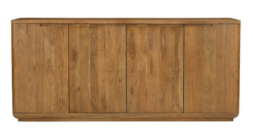 72" Tan Distressed Solid Wood Sideboard Soft Close with Four Doors