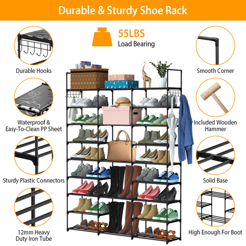 9 Tiers Shoe Rack Metal Shoe 