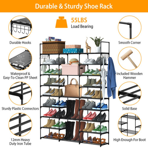 9 Tiers Shoe Rack Metal Shoe 