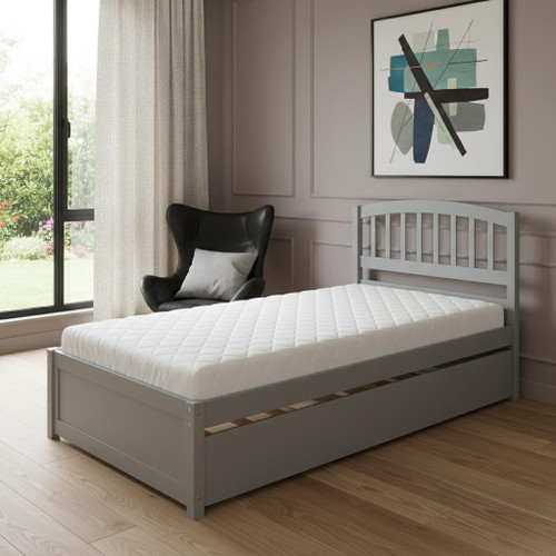 Gray Wood Twin Bed Frame With Trundle