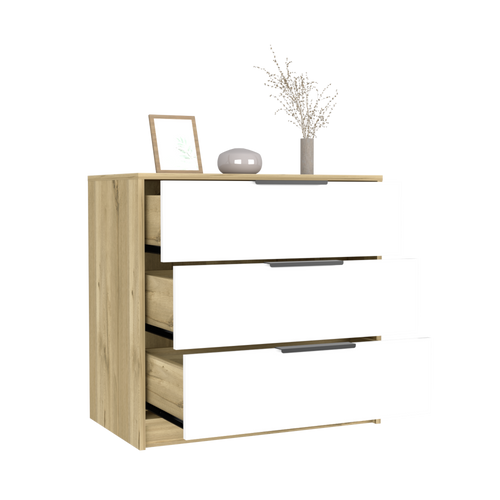 28" Oak Wood Three Drawer Dresser
