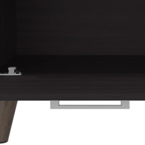 47" Black Wood Pedestal Coffee Table
