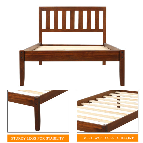 Walnut Wood Twin Bed Frame