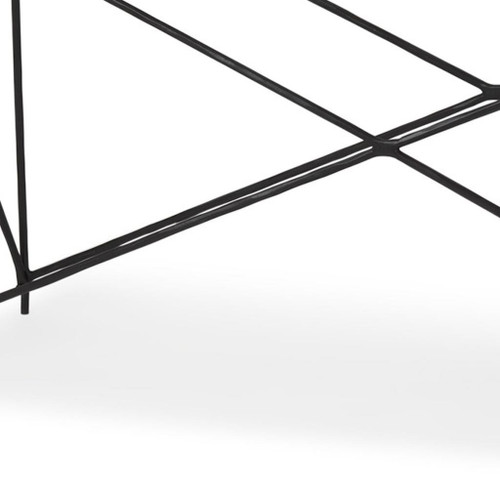 59" White and Black Slate and Metal Console Table