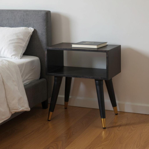 21" Brown Solid Wood Two Drawer Nightstand