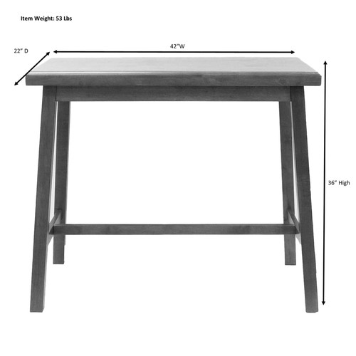 42" Black Solid Wood Rectangular Bar Table